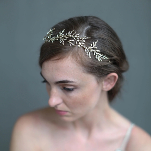 Gilded Crystal Encrusted Branch Headpiece - Picture 4 of 5